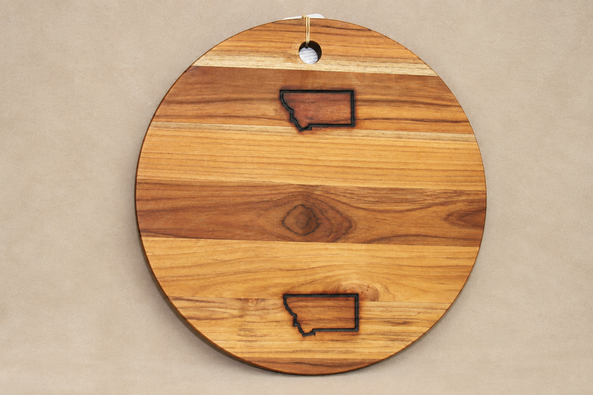 Circular Montana Branded Wood Serving Board