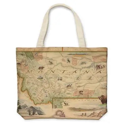 Montana State Map Canvas Tote Bag