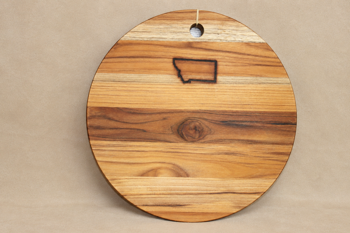 Circular Montana Branded Wood Serving Board