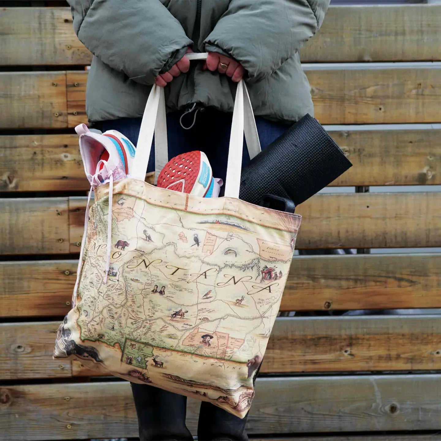 Montana State Map Canvas Tote Bag