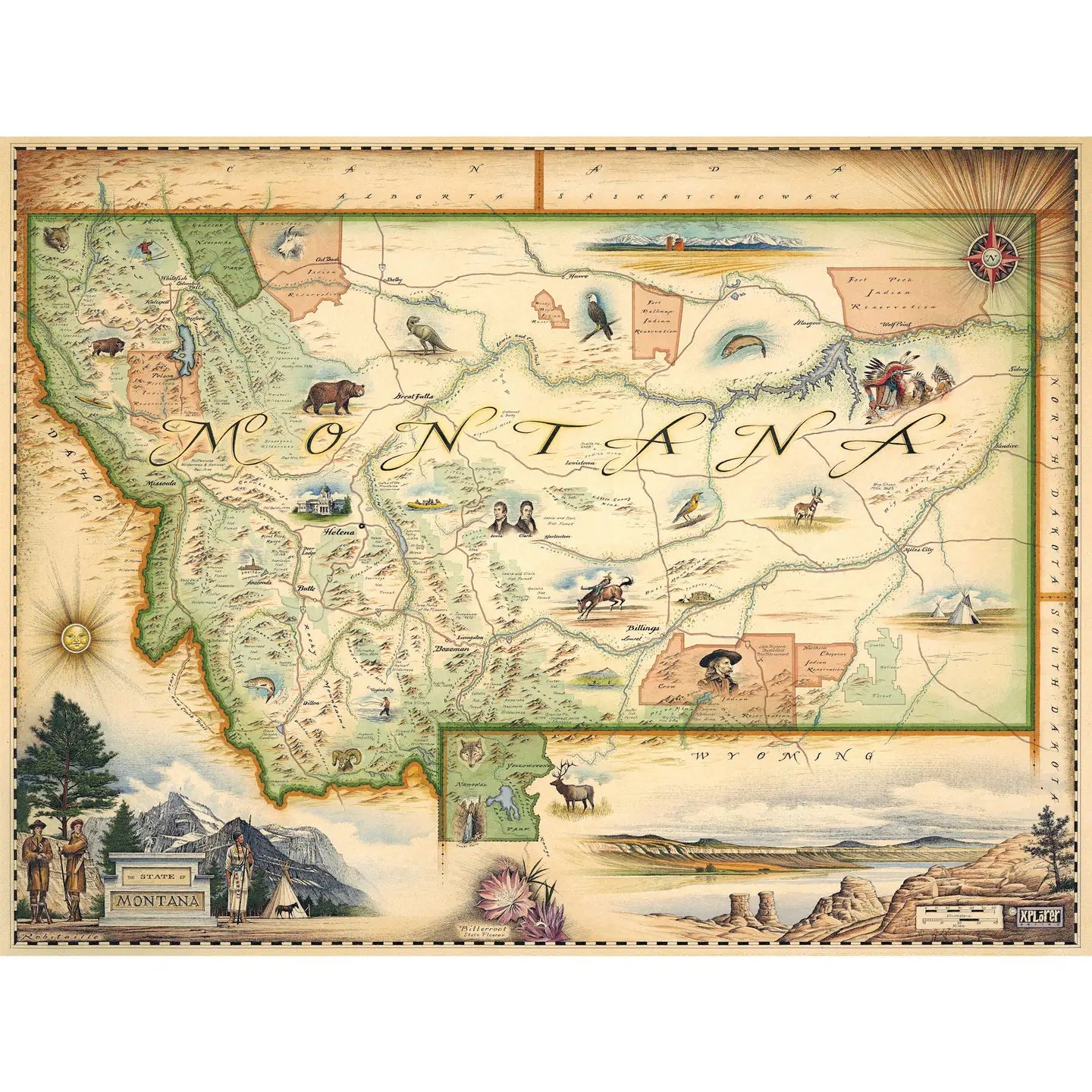 Montana State Hand Drawn Map