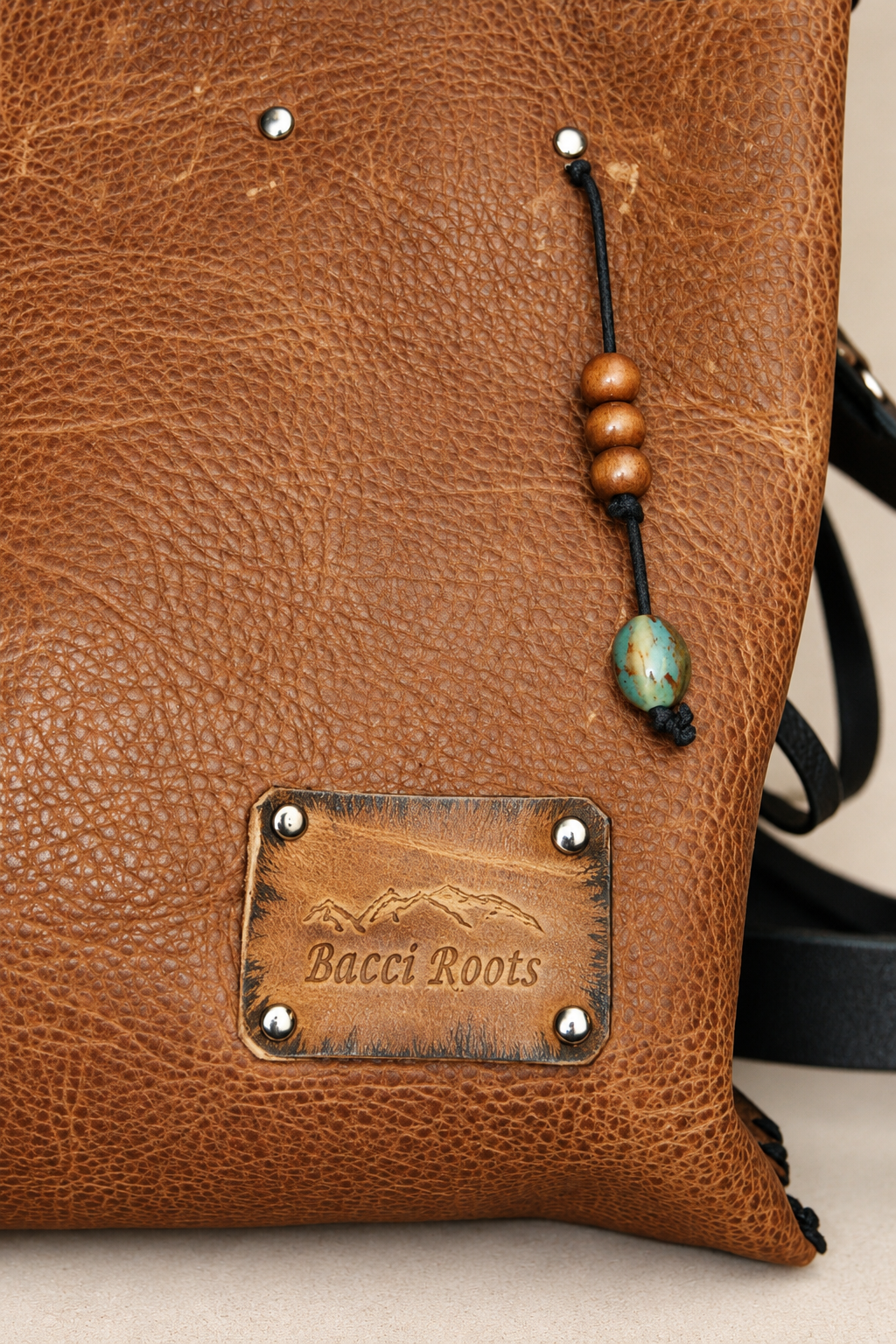 Bacci Roots Brown Bison Leather Purse with Fringe Accents (B212)